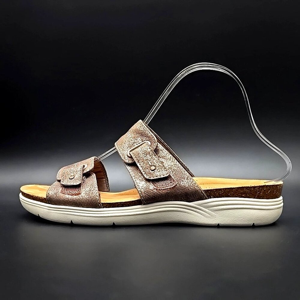 Clarks Collection April Dusk Adjustable Brown Slide Sandals Women’s Size 9.5M - Picture 5 of 12